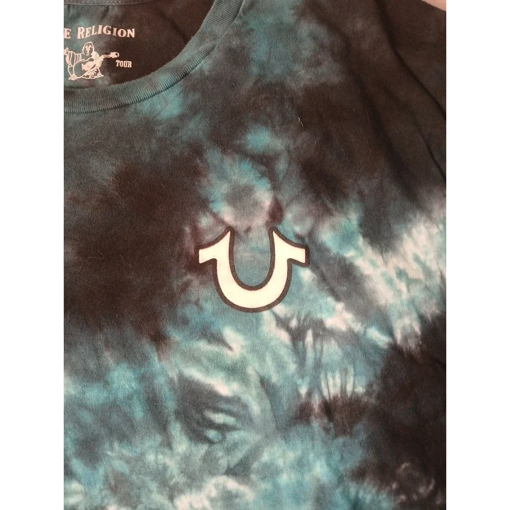 True Religion Shirt Mens Xl Tie Dye World Tour Buddha Guitar Graphic Tee!!